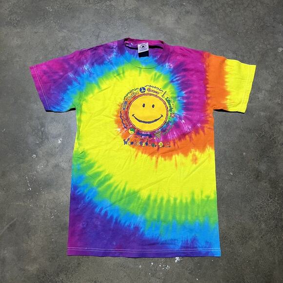 Vintage 90s Washington DC Tie Dye Peace T-Shirt - Picture 1 of 3